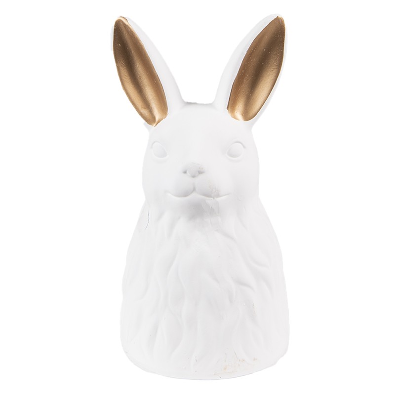 Clayre & Eef Figurine Rabbit 21 cm White Gold colored Ceramic