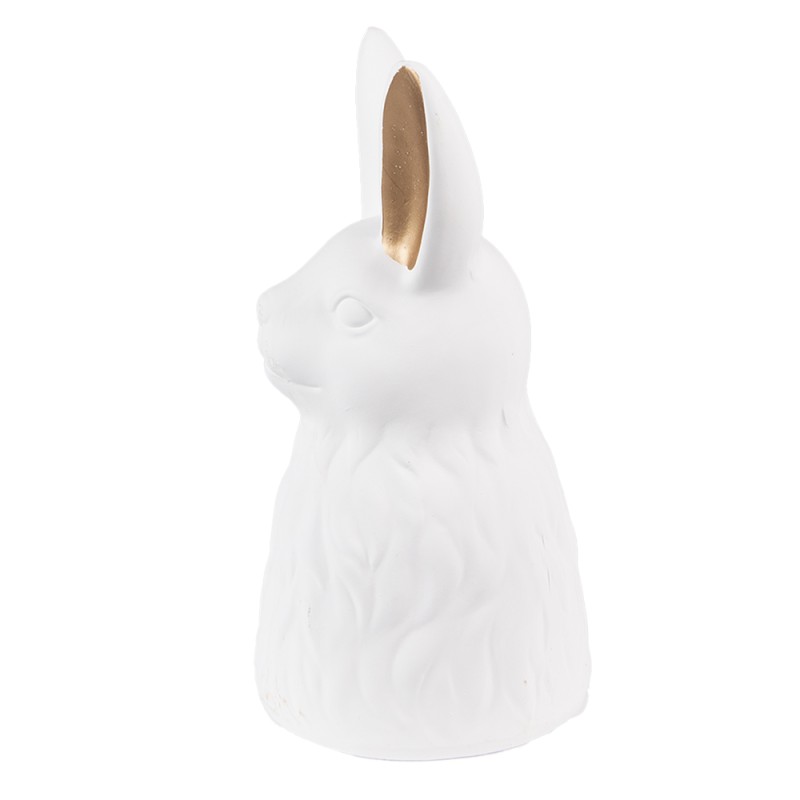 Clayre & Eef Figurine Lapin 21 cm Blanc Couleur or Céramique