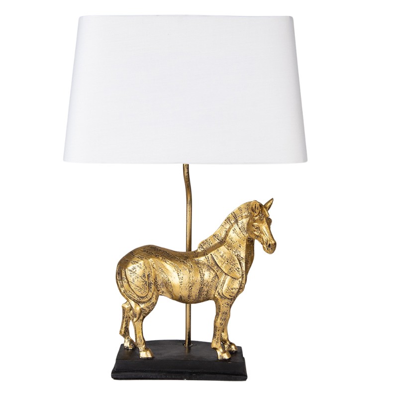 Clayre & Eef Tafellamp Paard 35x18x55 cm  Goudkleurig Wit Kunststof