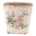 Clayre & Eef Planter 13x13x12 cm Pink Beige Ceramic Square Flowers