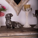 Clayre & Eef Figurine de chien décorative Chien 23 cm Couleur argent Polyrésine