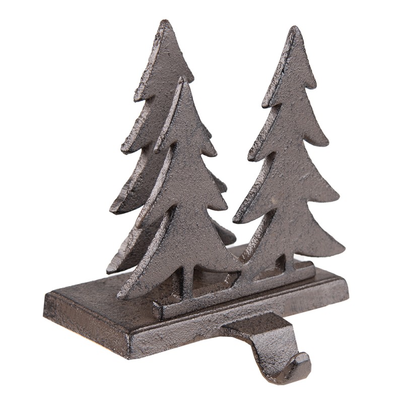 Clayre & Eef Calzino Natalizio con gancio Alberi di Natale 13x12x16 cm Marrone Ferro