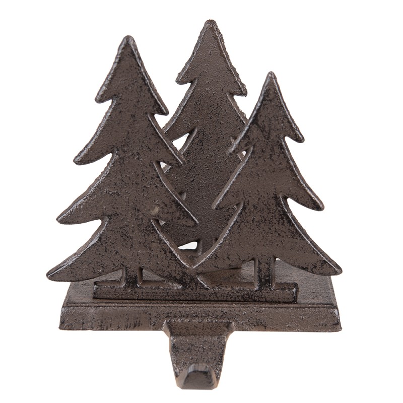 Clayre & Eef Calzino Natalizio con gancio Alberi di Natale 13x12x16 cm Marrone Ferro