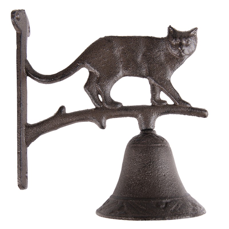 Clayre & Eef Vintage Doorbell Cat 9x18x24 cm Brown Iron