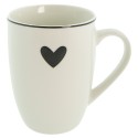 Clayre & Eef Mug 350 ml White Black Porcelain Heart