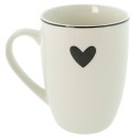 Clayre & Eef Mug 350 ml White Black Porcelain Heart