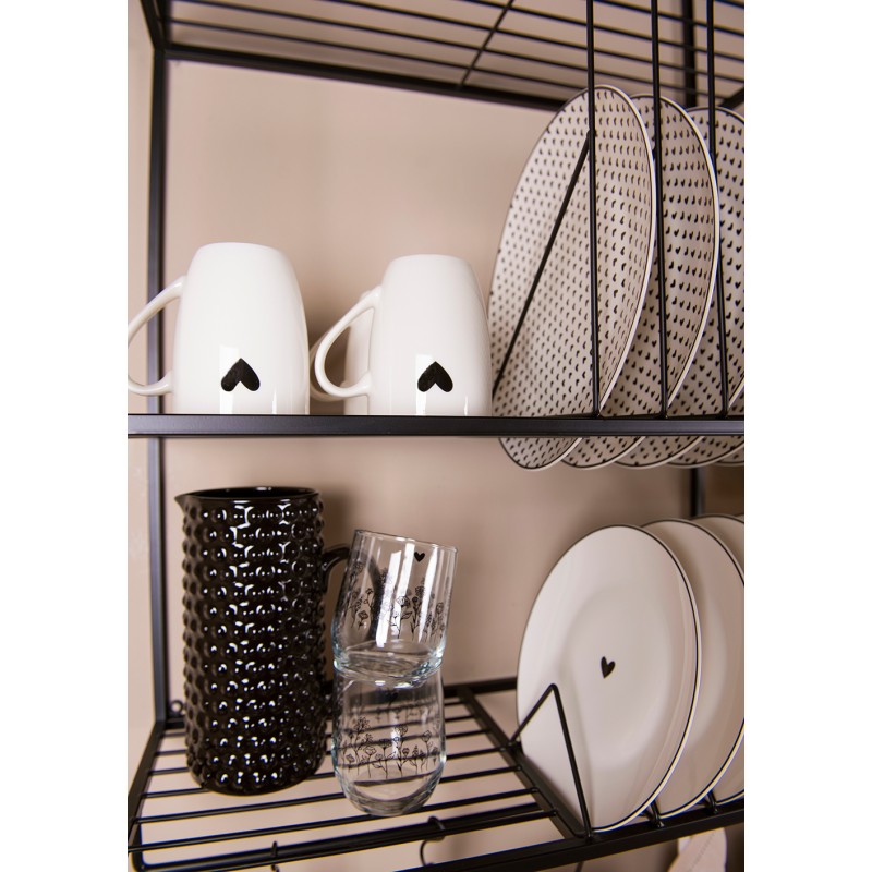 Clayre & Eef Mug 350 ml White Black Porcelain Heart