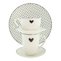 Clayre & Eef Mug 350 ml White Black Porcelain Heart