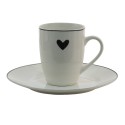 Clayre & Eef Mug 350 ml White Black Porcelain Heart