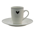 Clayre & Eef Mug 350 ml Blanc Noir Porcelaine Coeur