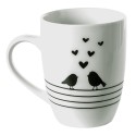 Clayre & Eef Mug 350 ml White Black Porcelain Hearts Birds