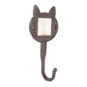 Clayre & Eef Wall Hook Cat 9x5x18 cm Brown Iron