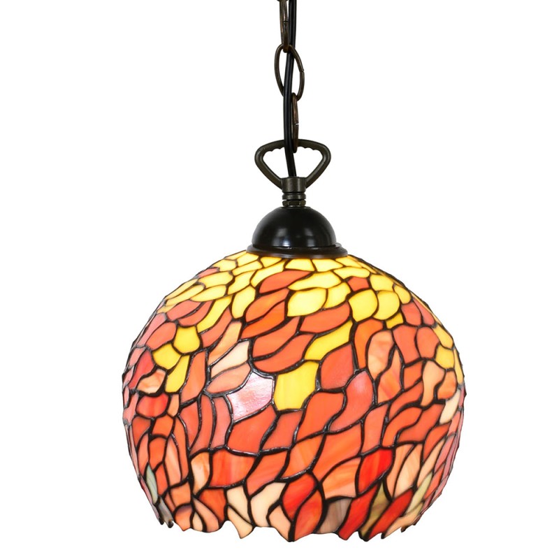 LumiLamp Lampada a Sospensione Tiffany Ø 24x170 cm  Arancione Metallo Vetro Rotondo