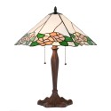 LumiLamp Lampe de table Tiffany 44x61x64 cm Blanc Vert Verre Plastique Rond Fleurs