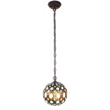 LumiLamp Hanglamp Tiffany  Ø 20x116 cm Geel Metaal Glas Rond