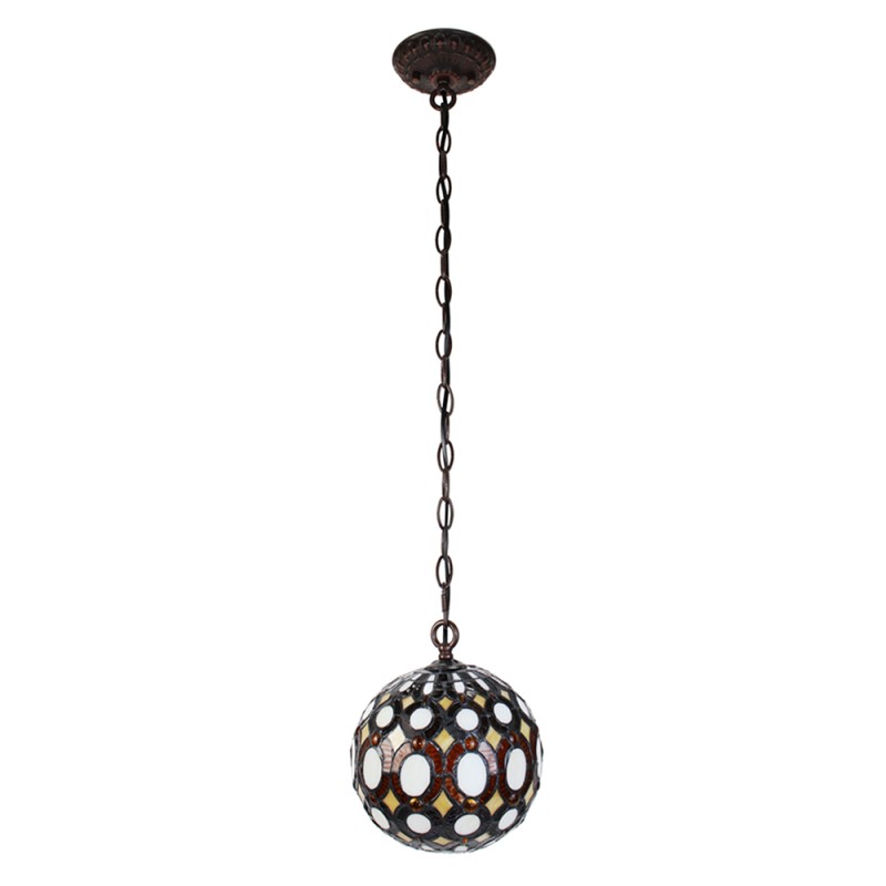 LumiLamp Hanglamp Tiffany  Ø 20x116 cm Geel Metaal Glas Rond