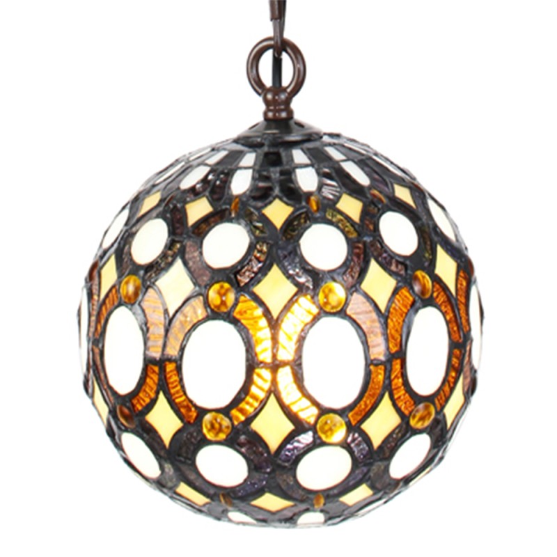 LumiLamp Pendant Lamp Tiffany Ø 20x116 cm Yellow Metal Glass Round