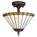 LumiLamp Lampe de plafond Tiffany Ø 29x30 cm Beige Marron Verre Plastique
