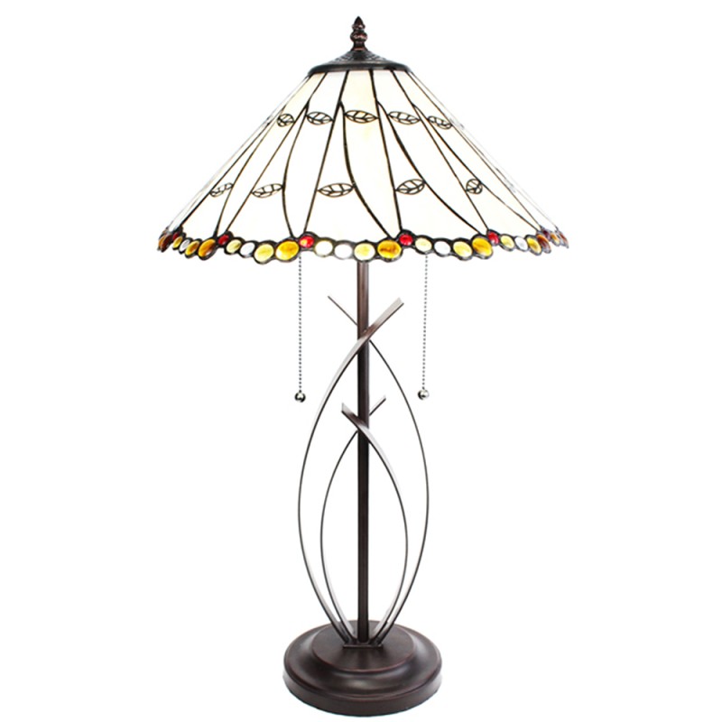 LumiLamp Table Lamp Tiffany Ø 41x68 cm Beige Glass Round