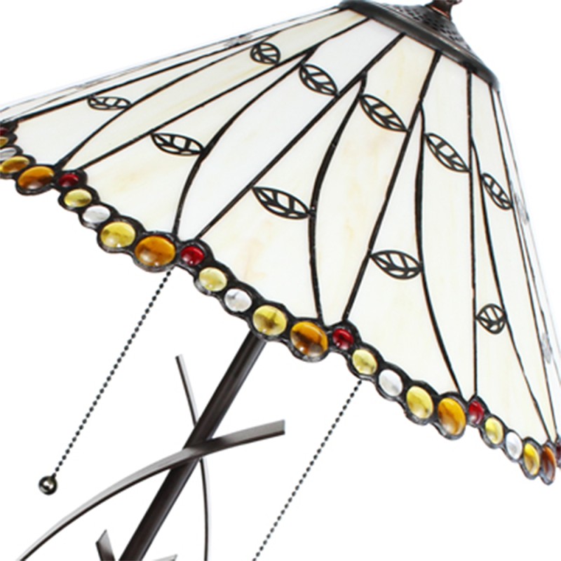 LumiLamp Lampada da tavolo Tiffany Ø 41x68 cm Beige Vetro Rotondo