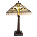 LumiLamp Lampe de table Tiffany 31x31x48 cm Beige Violet Verre Carré