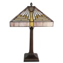 LumiLamp Lampe de table Tiffany 31x31x48 cm Beige Violet Verre Carré