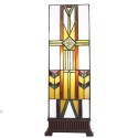 LumiLamp Tiffany Tafellamp  18x18x48 cm  Wit Geel Glas Kunststof Vierkant