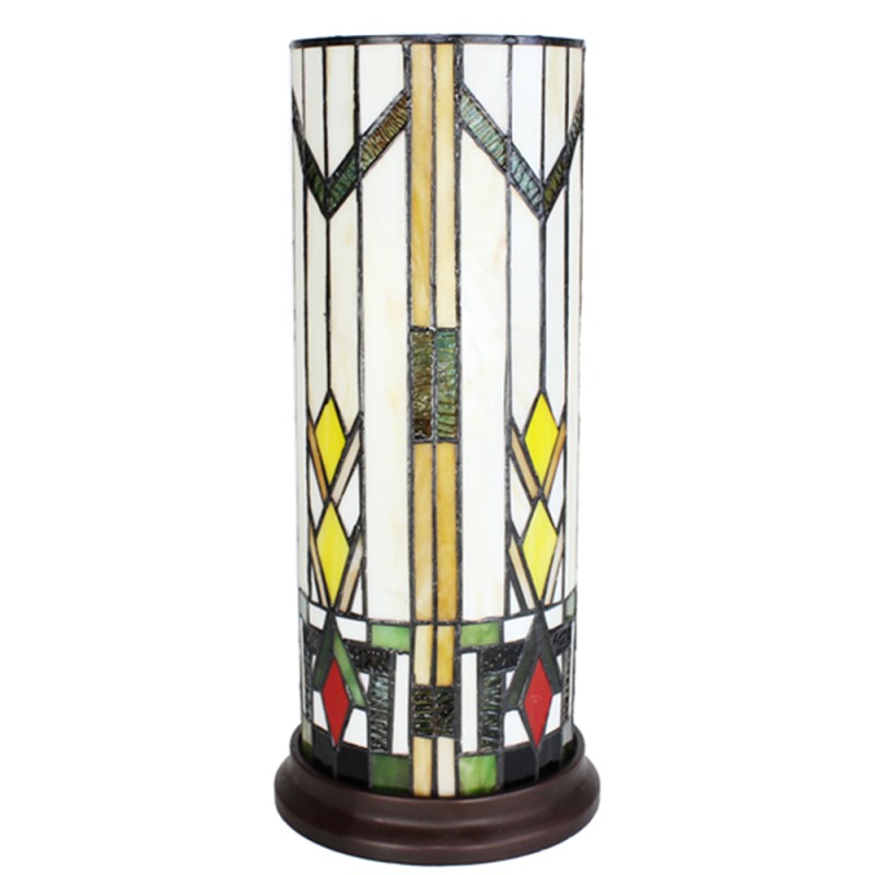 LumiLamp Tiffany Tafellamp  Ø 18x40 cm Beige Geel Glas Rond