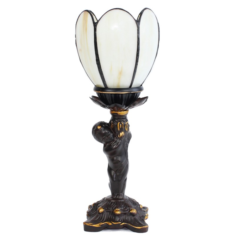 LumiLamp Lampada da tavolo Tiffany 12x12x30 cm Beige Vetro Plastica