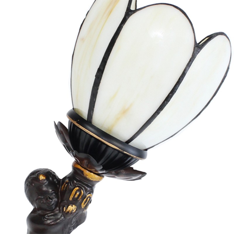 LumiLamp Lampe de table Tiffany 12x12x30 cm Beige Verre Plastique