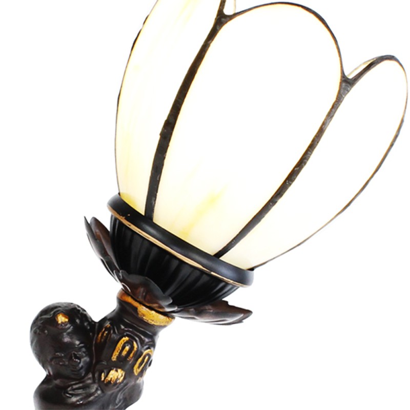 LumiLamp Lampada da tavolo Tiffany 12x12x30 cm Beige Vetro Plastica