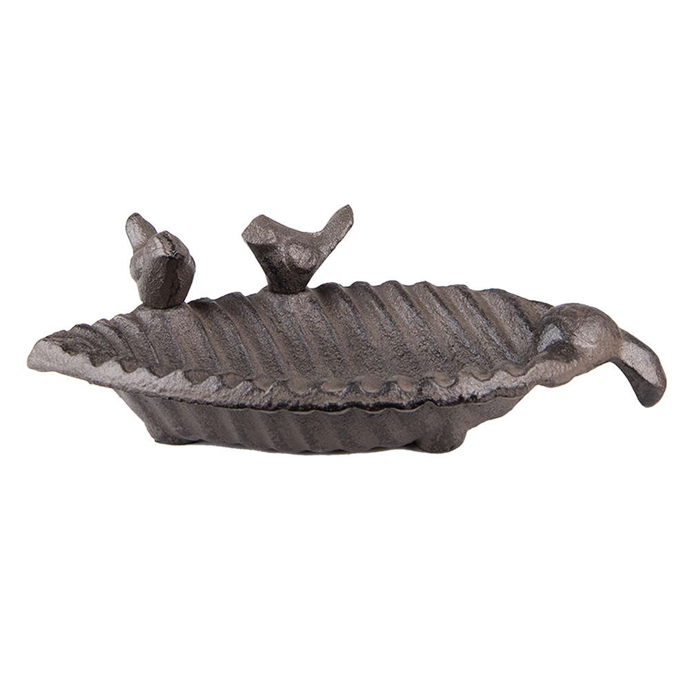 Clayre&Eef Vogelvoederbak Blad 19x10x5 cm Bruin IJzer afbeelding