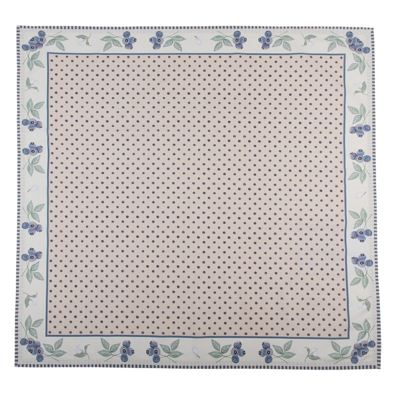 Clayre & Eef Tablecloth 150x150 cm Beige Blue Cotton Square Blueberries