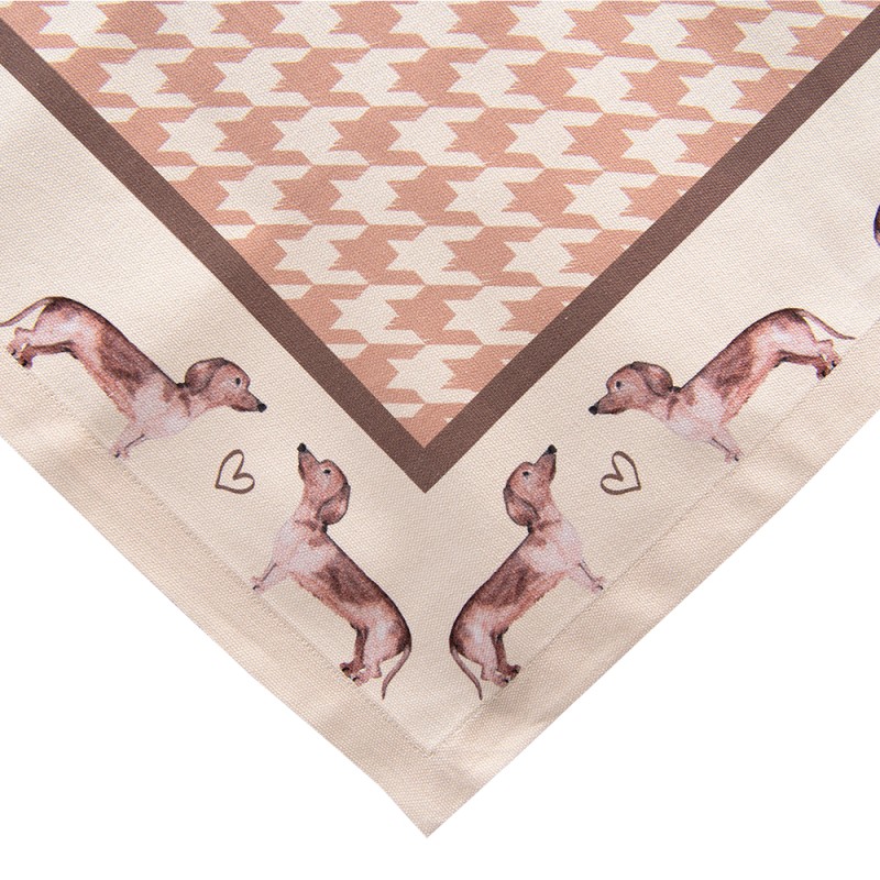 Clayre & Eef Tablecloth 130x180 cm Brown Cotton Rectangle Dachshund