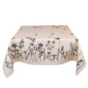 Clayre & Eef Nappe 100x100 cm Beige Noir Coton Fleurs