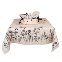 Clayre & Eef Nappe 100x100 cm Beige Noir Coton Fleurs