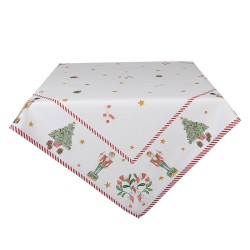 Clayre & Eef Tablecloth 100x100 cm White Green Cotton Square Nutcrackers