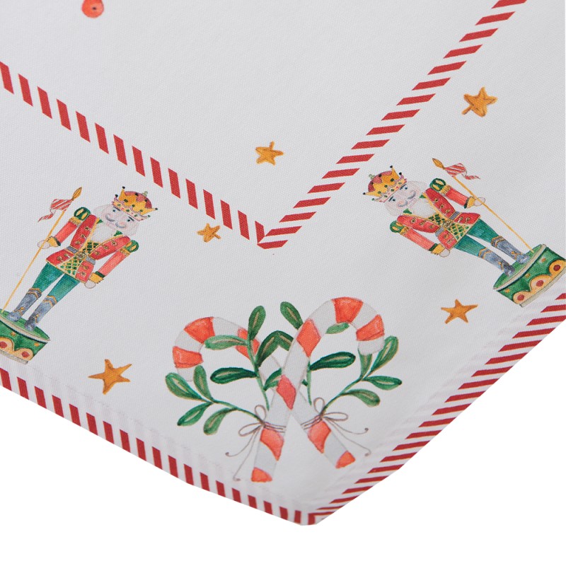 Clayre & Eef Tablecloth 100x100 cm White Green Cotton Square Nutcrackers