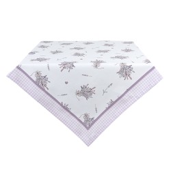 Clayre & Eef Tovaglia 100x100 cm Bianco Viola Cotone Quadrato Lavanda