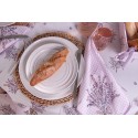 Clayre & Eef Tischdecke 130x180 cm Weiß Violett Baumwolle Rechteck Lavendel