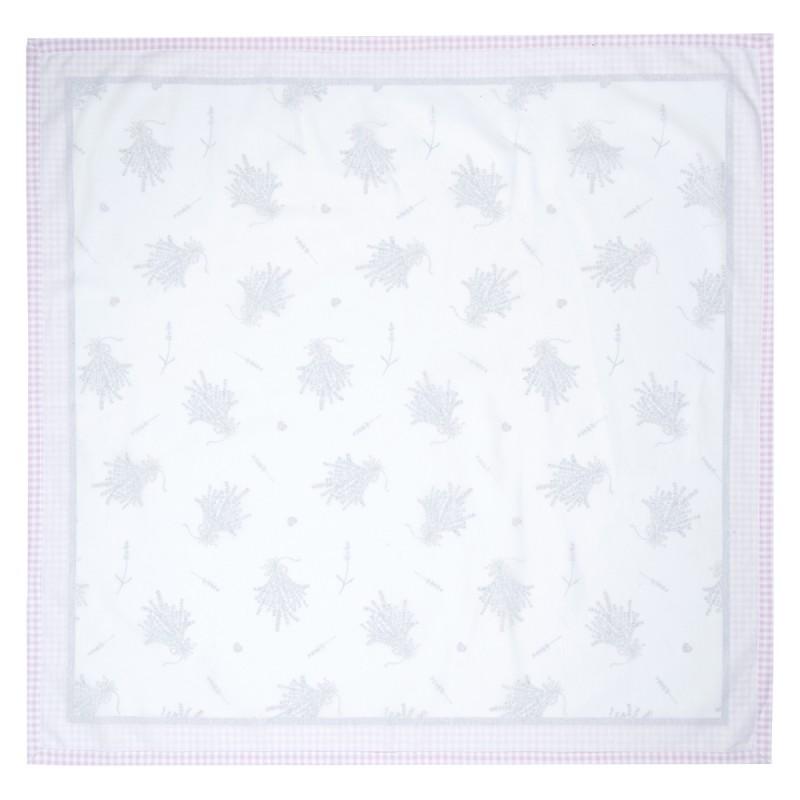 Clayre & Eef Nappe 150x150 cm Blanc Violet Coton Carré Lavande