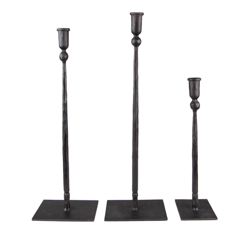 Clayre & Eef Candelabro set di 3 35 / 49 / 52 cm Nero Ferro