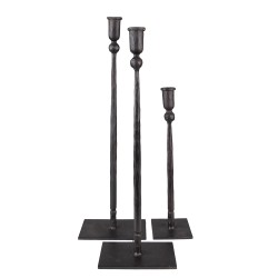 Clayre & Eef Kerzenständer 3er Set 35 / 49 / 52 cm Schwarz Eisen
