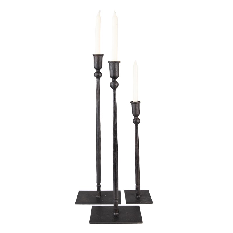 Clayre & Eef Candleholder set of 3 35 / 49 / 52 cm Black Iron