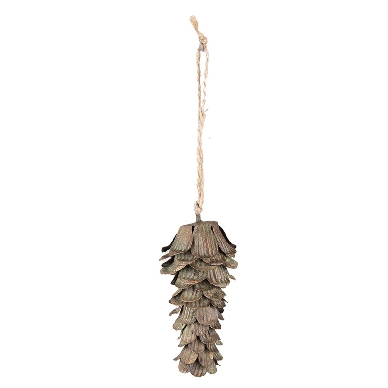 Clayre & Eef Pendant Pinecone 12 cm Green Iron