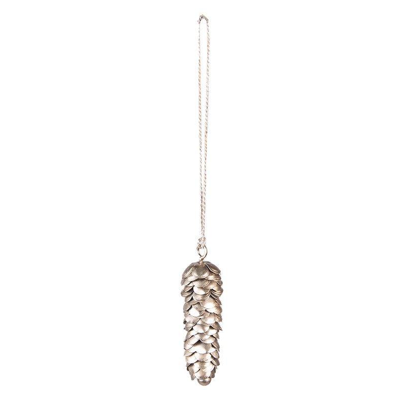 Clayre & Eef Pendentif Pomme de pin 9 cm Couleur argent Fer