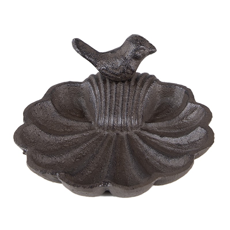Clayre & Eef Vaschetta per l'alimentazione degli uccelli Conchiglia Ø 14x5 cm Marrone Ferro