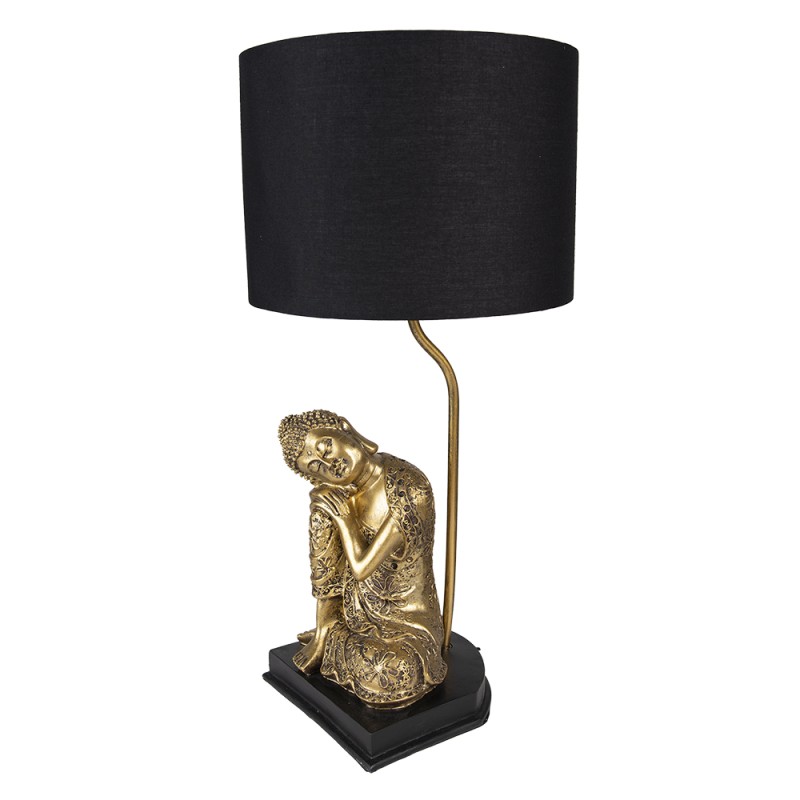 Clayre & Eef Lampe de table Bouddha Ø 26x54 cm Couleur or Noir Plastique