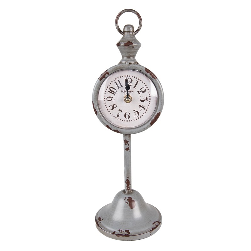 Clayre & Eef Table Clock 12x12x38 cm Grey Metal
