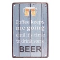 Clayre & Eef Wall Decoration 20x30 cm Blue White Metal Beer